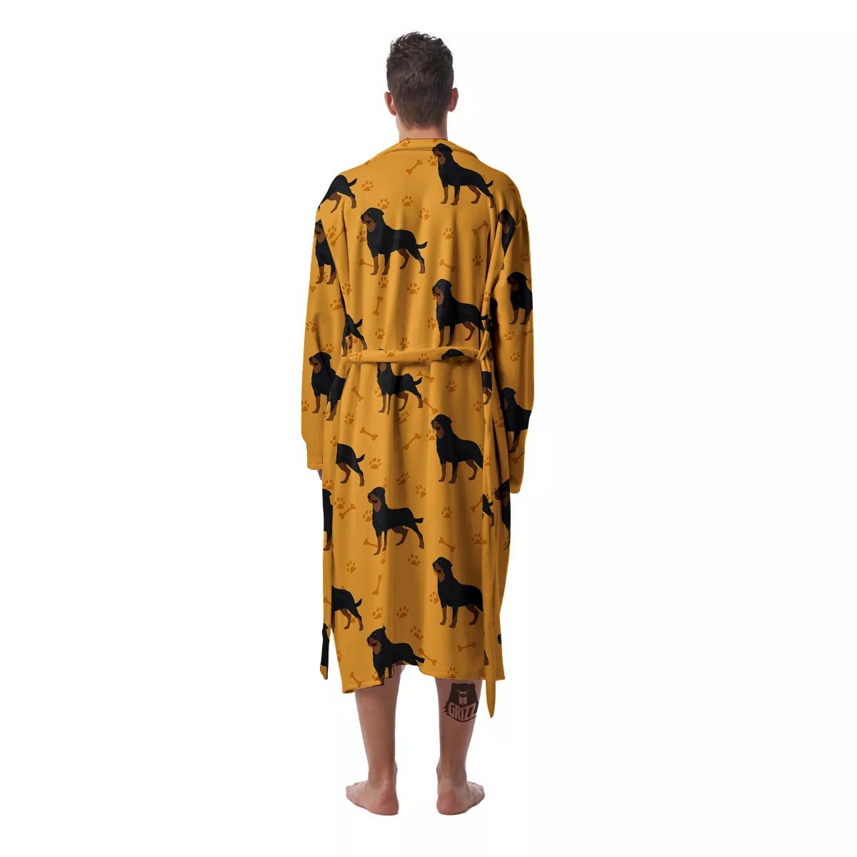 Dog Rottweiler Print Pattern Men's Robe-grizzshop