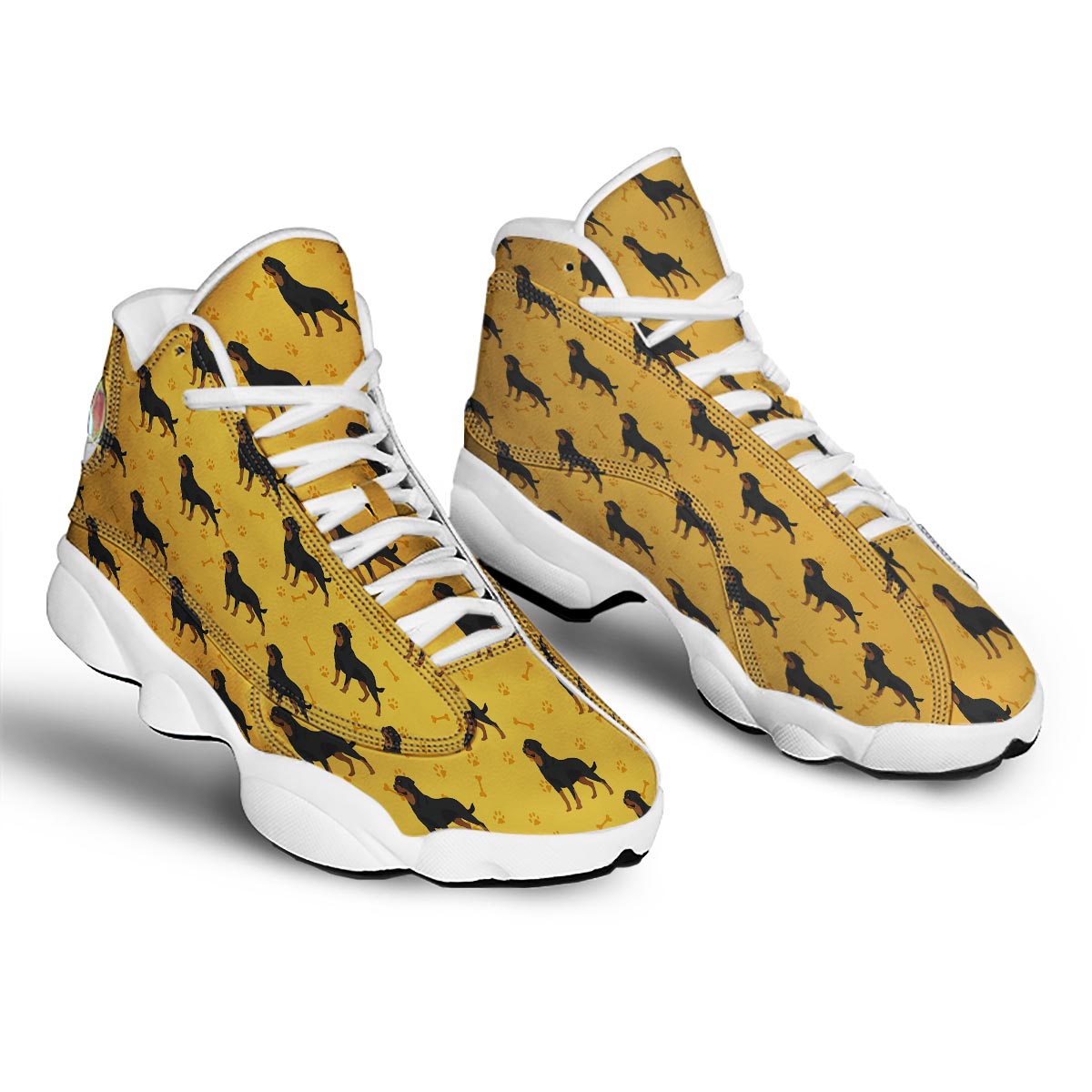 Dog Rottweiler Print Pattern White Basketball Shoes-grizzshop