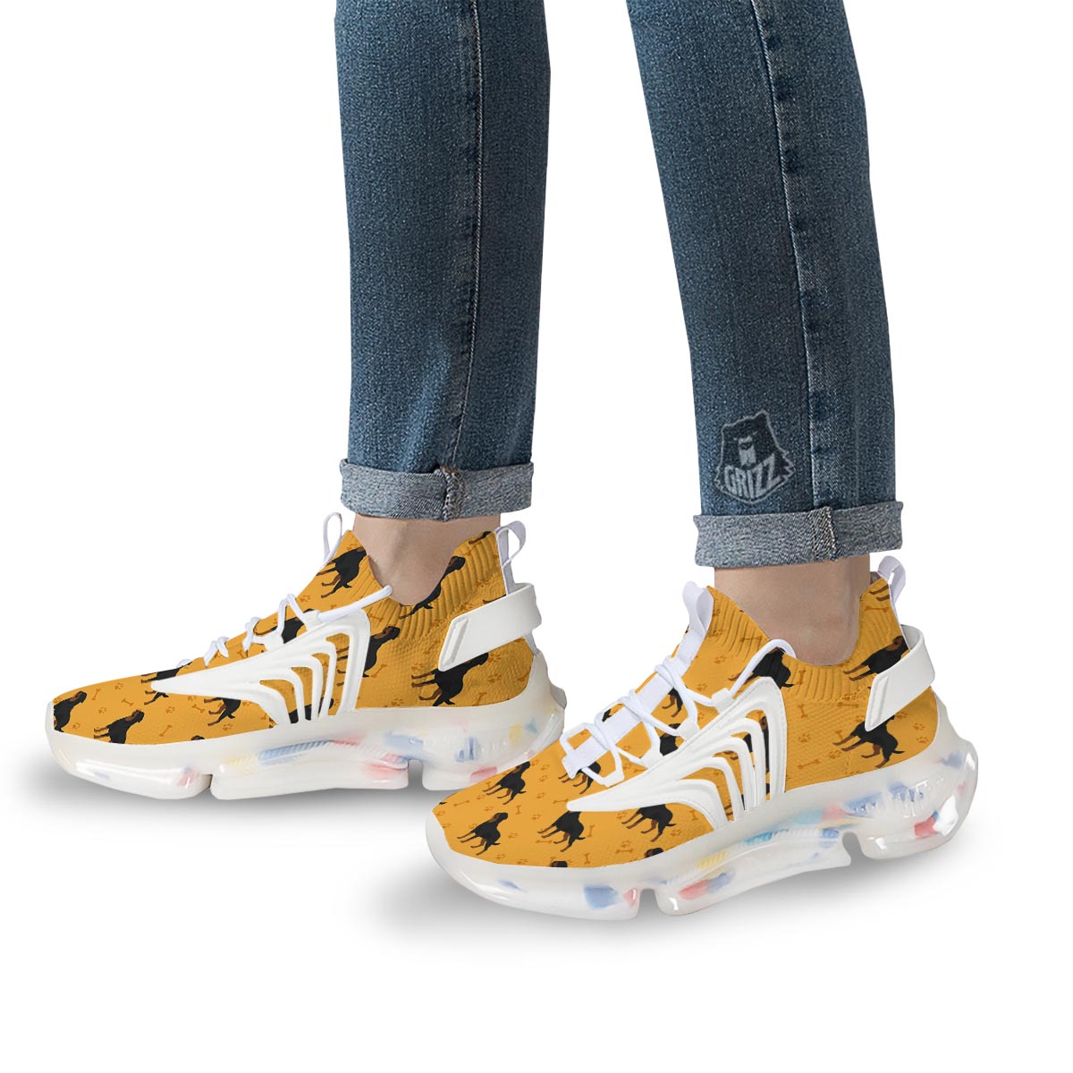 Dog Rottweiler Print Pattern White Gym Shoes-grizzshop