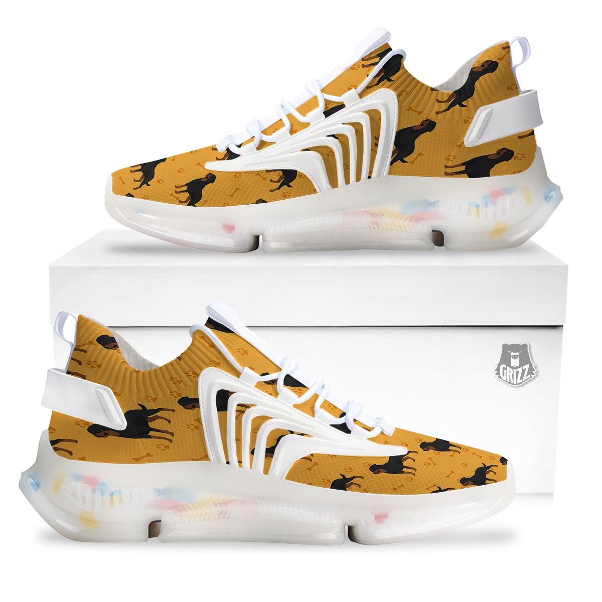 Dog Rottweiler Print Pattern White Gym Shoes-grizzshop