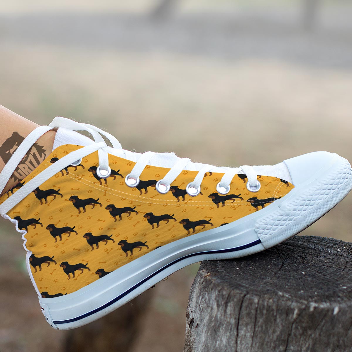Dog Rottweiler Print Pattern White High Top Shoes-grizzshop
