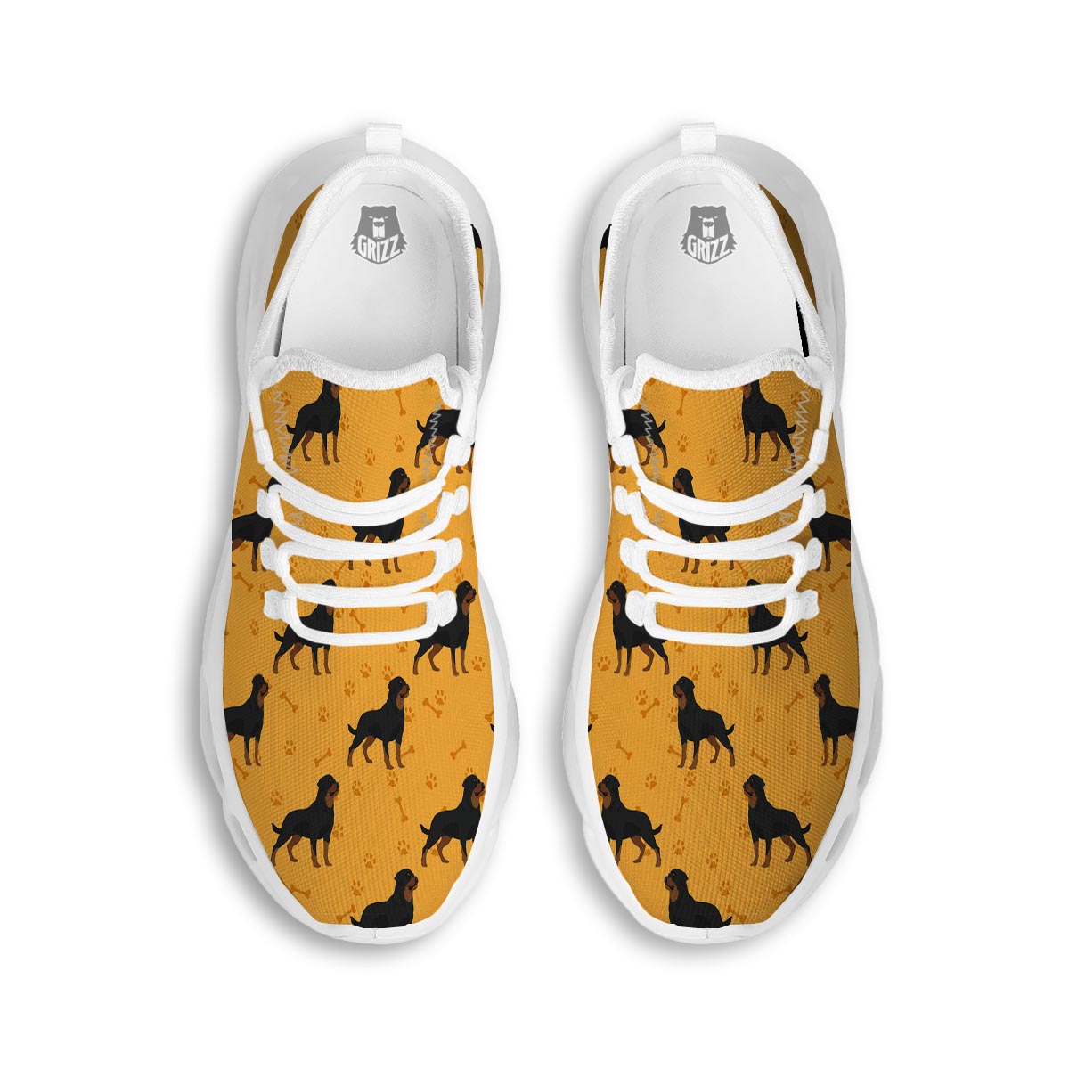Dog Rottweiler Print Pattern White Running Shoes-grizzshop