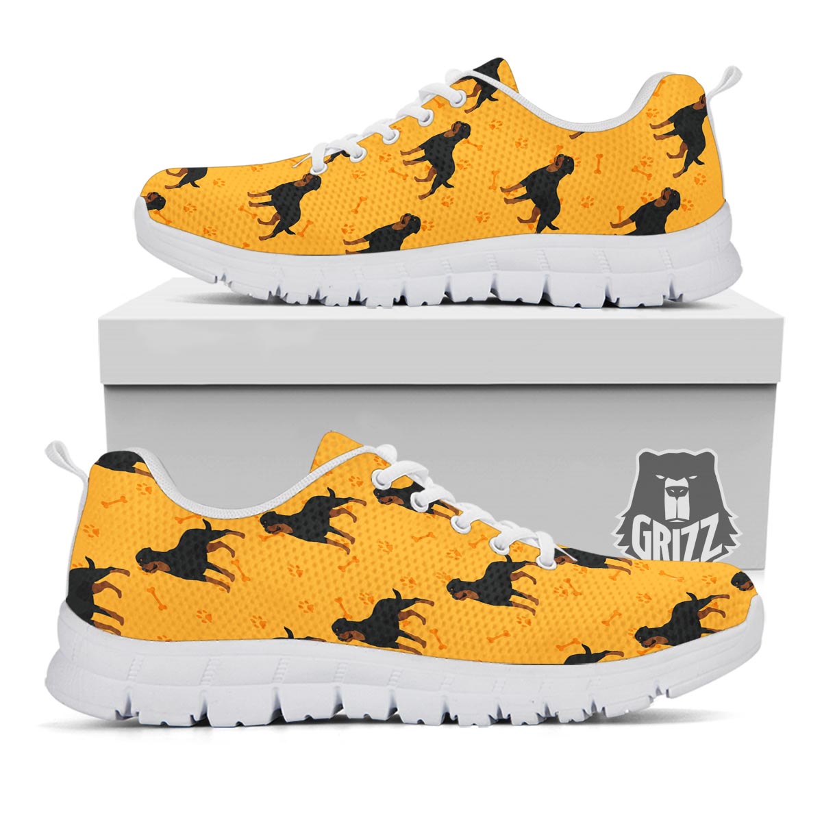 Dog Rottweiler Print Pattern White Sneaker-grizzshop