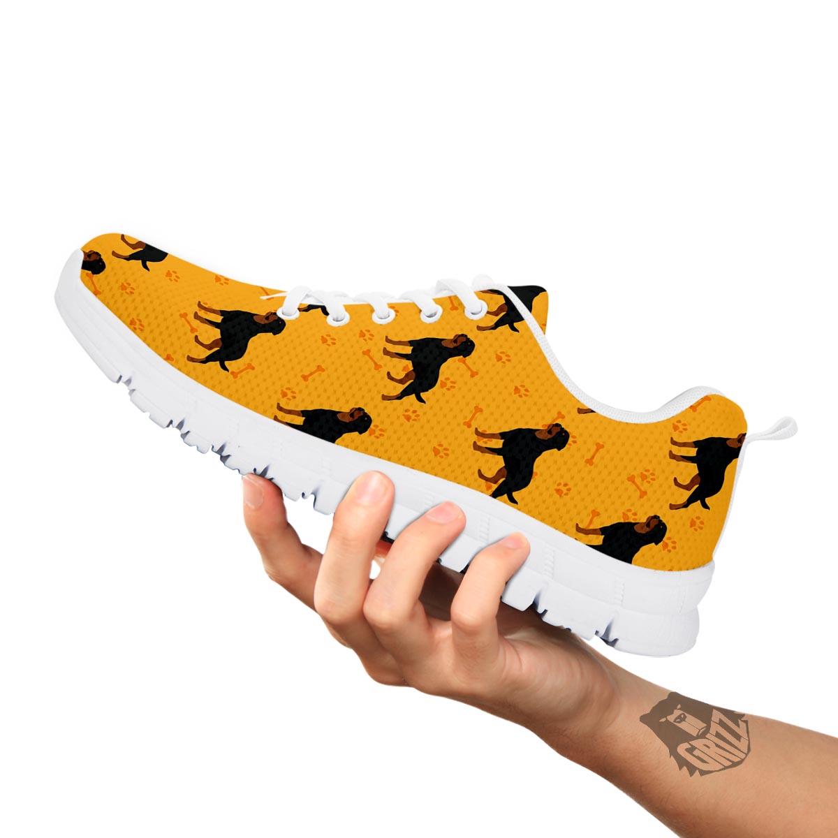 Dog Rottweiler Print Pattern White Sneaker-grizzshop