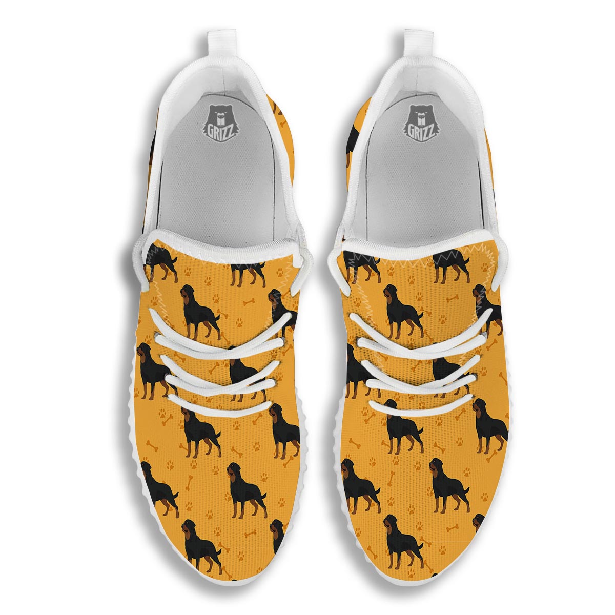 Dog Rottweiler Print Pattern White Walking Shoes-grizzshop