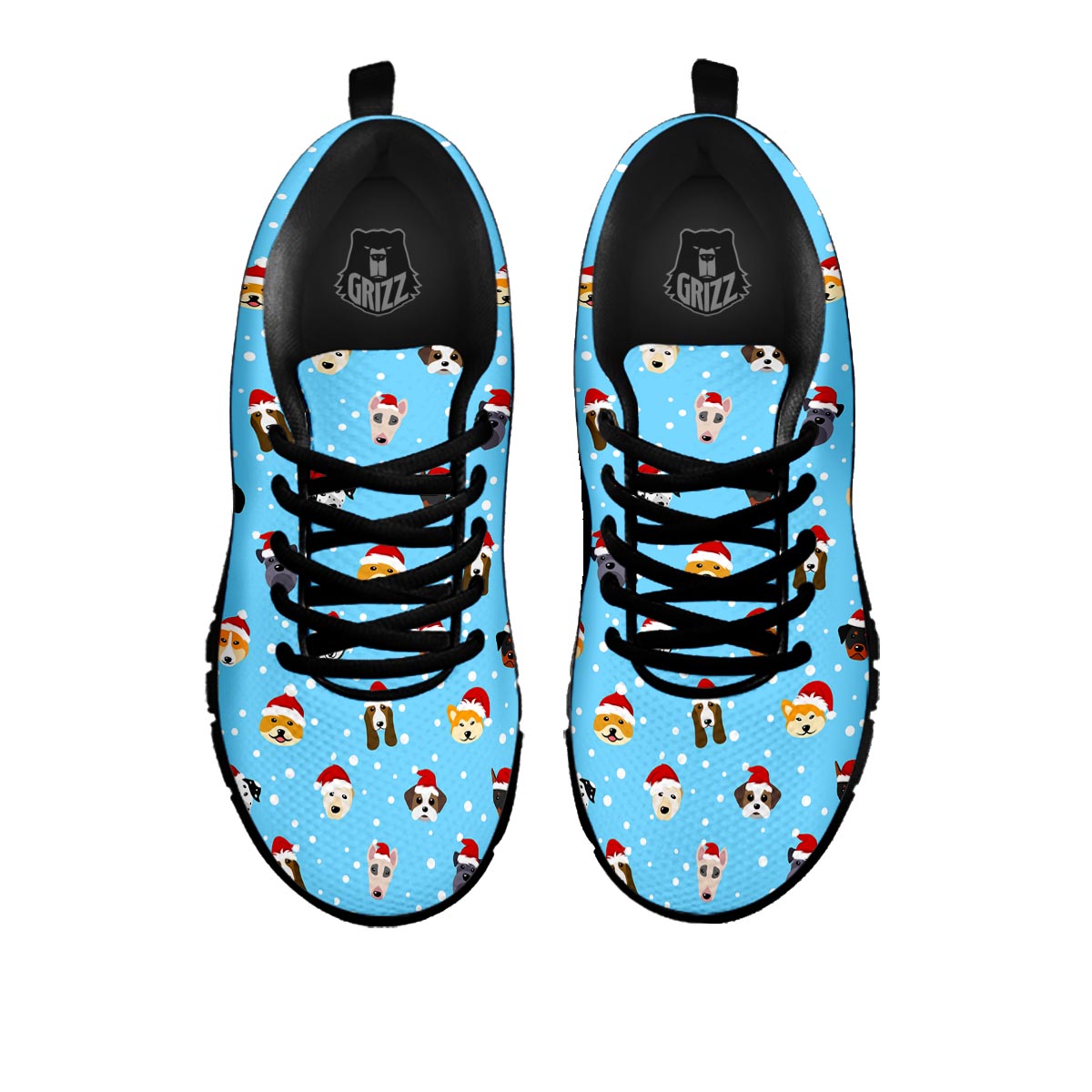 Dog Santa Print Pattern Black Sneaker-grizzshop