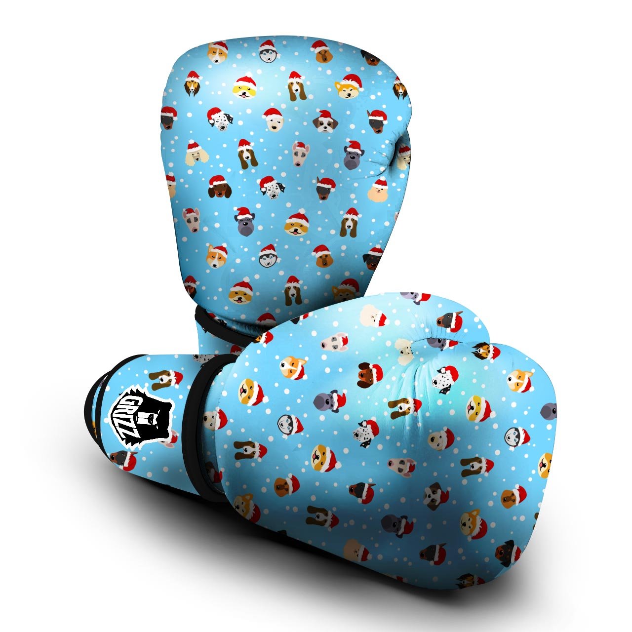 Dog Santa Print Pattern Boxing Gloves-grizzshop