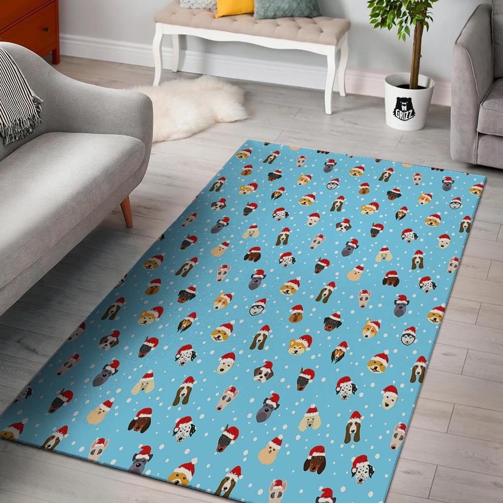 Dog Santa Print Pattern Floor Mat-grizzshop