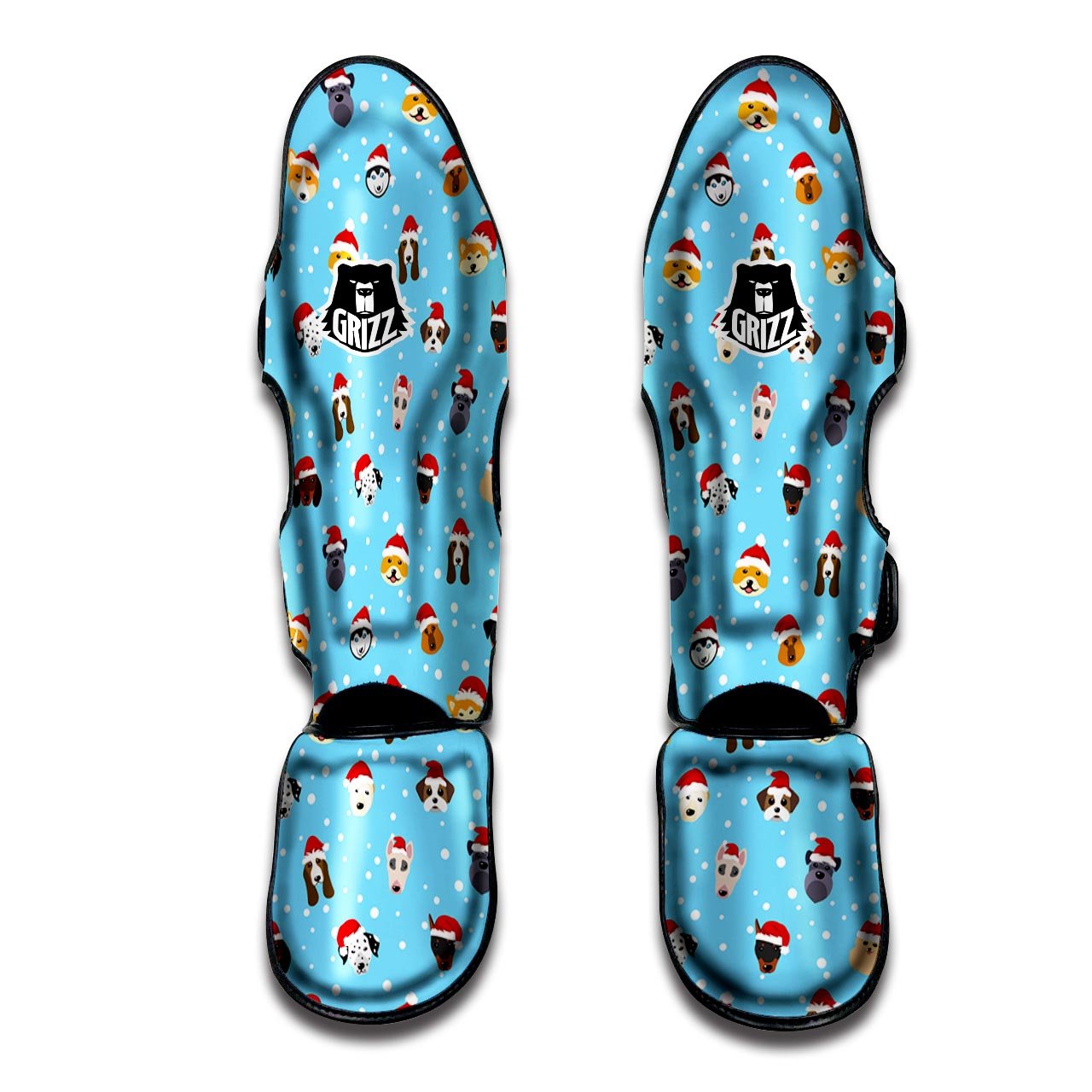 Dog Santa Print Pattern Muay Thai Shin Guards-grizzshop