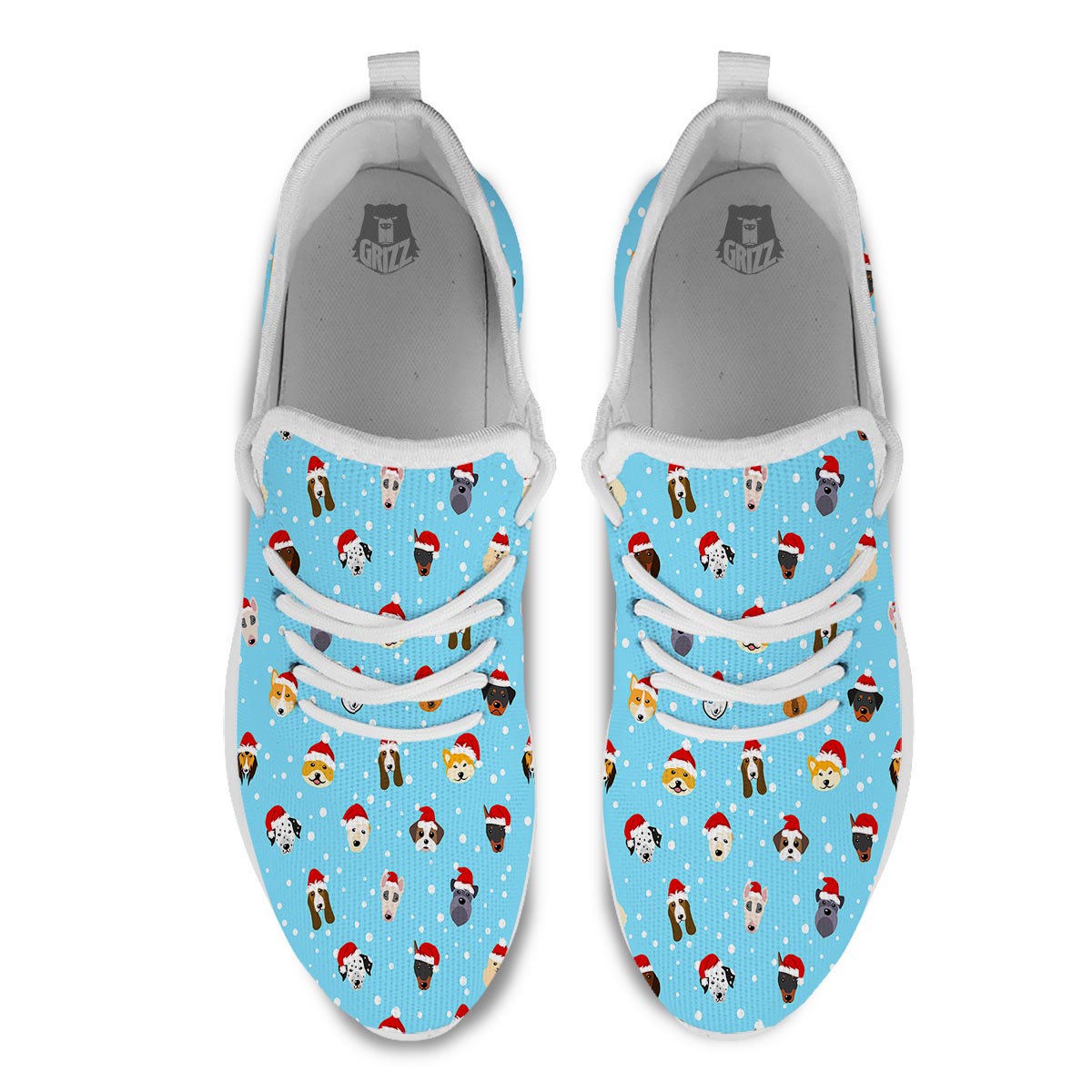 Dog Santa Print Pattern White Athletic Shoes-grizzshop