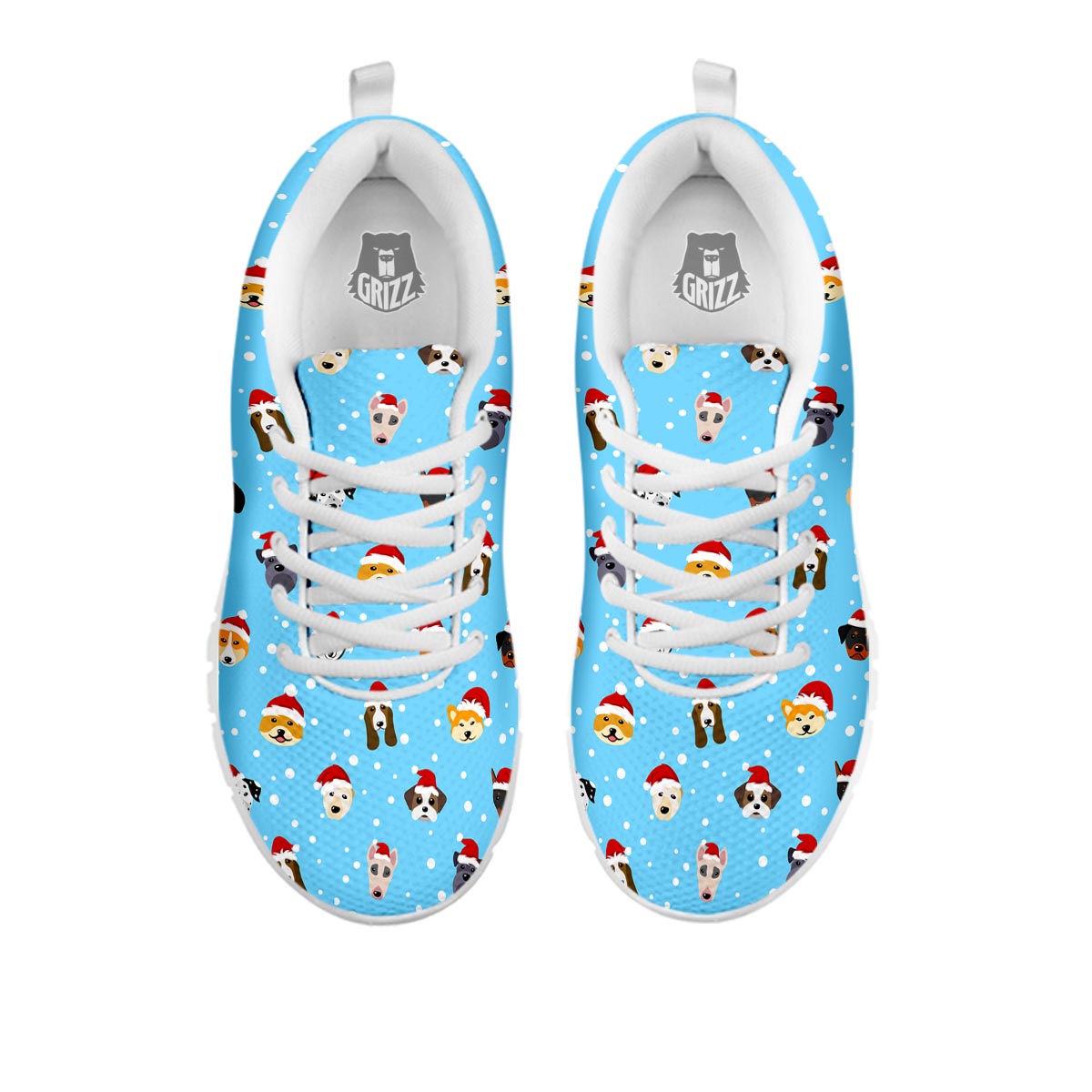 Dog Santa Print Pattern White Sneaker-grizzshop
