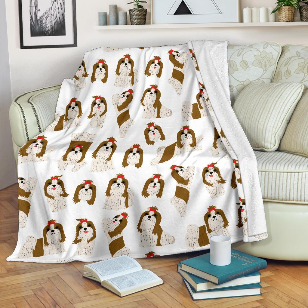 Dog Shih Tzu Pattern Print Blanket-grizzshop