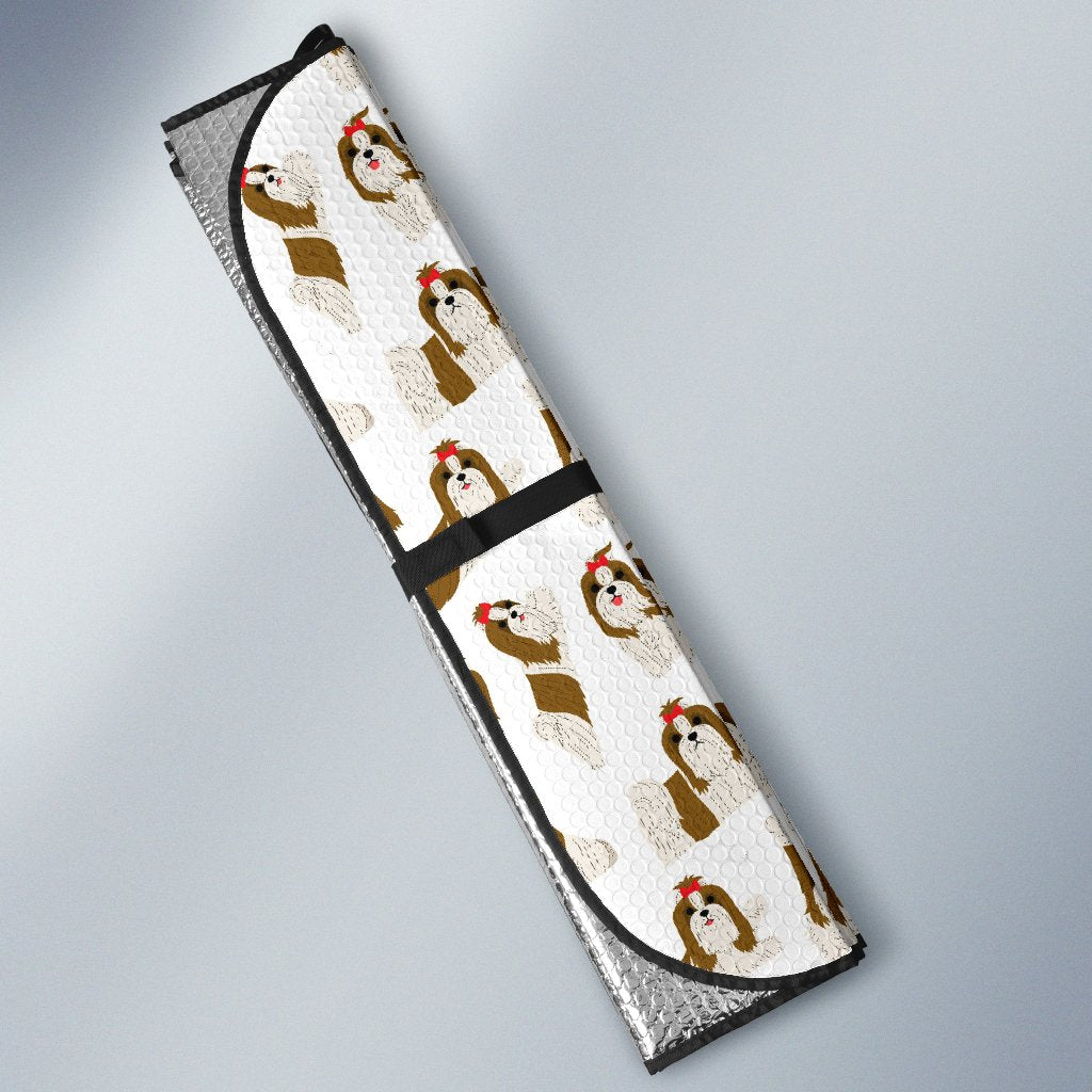 Dog Shih Tzu Pattern Print Car Sun Shade-grizzshop