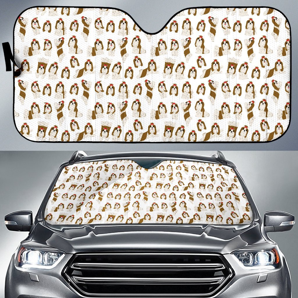 Dog Shih Tzu Pattern Print Car Sun Shade-grizzshop
