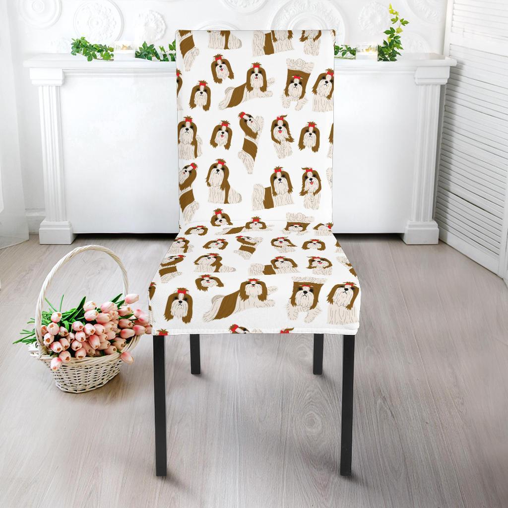 Dog Shih Tzu Pattern Print Chair Cover-grizzshop