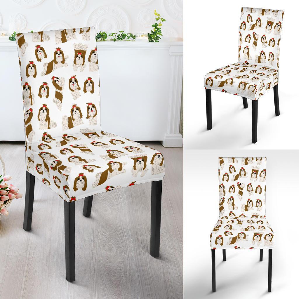 Dog Shih Tzu Pattern Print Chair Cover-grizzshop