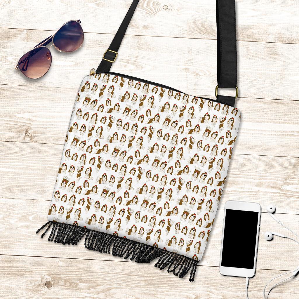 Dog Shih Tzu Pattern Print Crossbody Bags-grizzshop