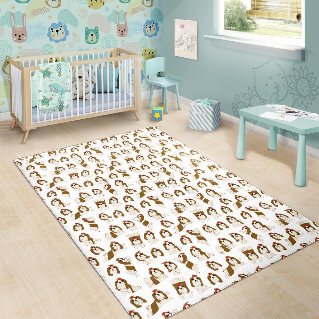 Dog Shih Tzu Pattern Print Floor Mat-grizzshop