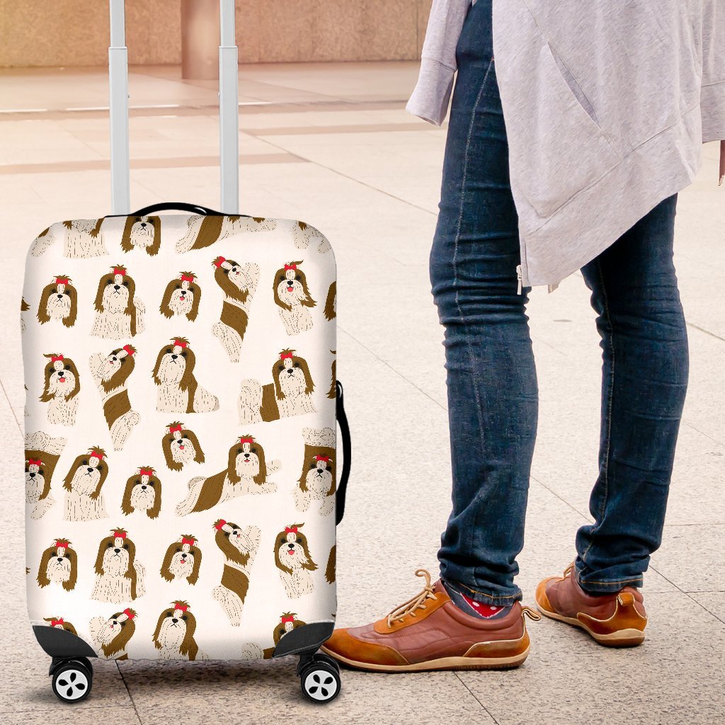 Dog Shih Tzu Pattern Print Luggage Cover Protector-grizzshop