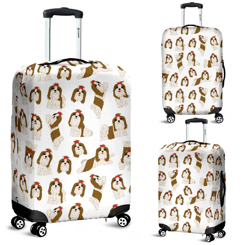 Dog Shih Tzu Pattern Print Luggage Cover Protector-grizzshop