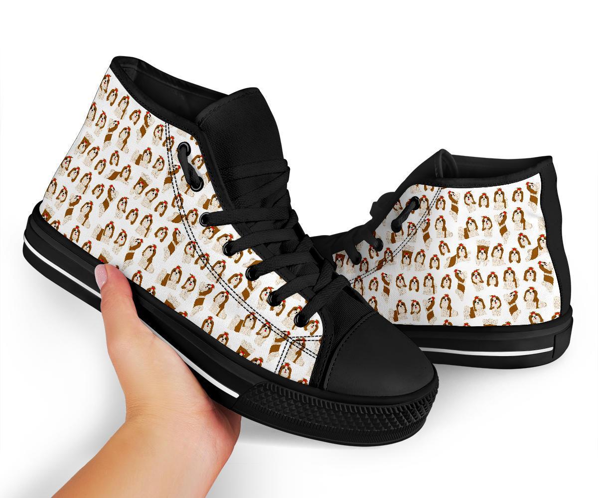 Dog Shih Tzu Pattern Print Men Women's High Top Shoes-grizzshop