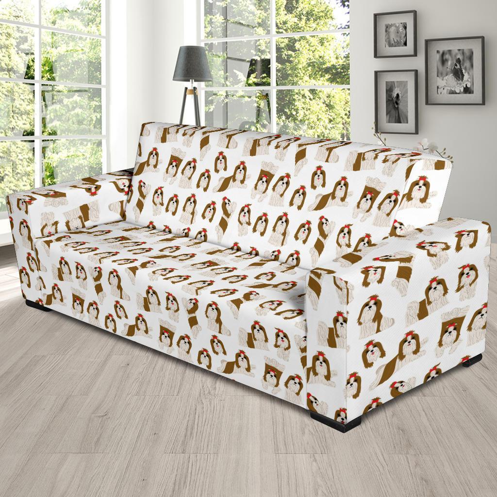 Dog Shih Tzu Pattern Print Sofa Covers-grizzshop