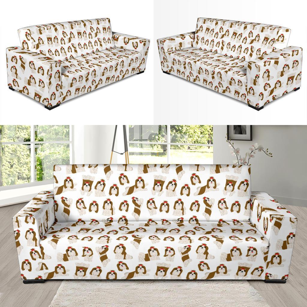 Dog Shih Tzu Pattern Print Sofa Covers-grizzshop