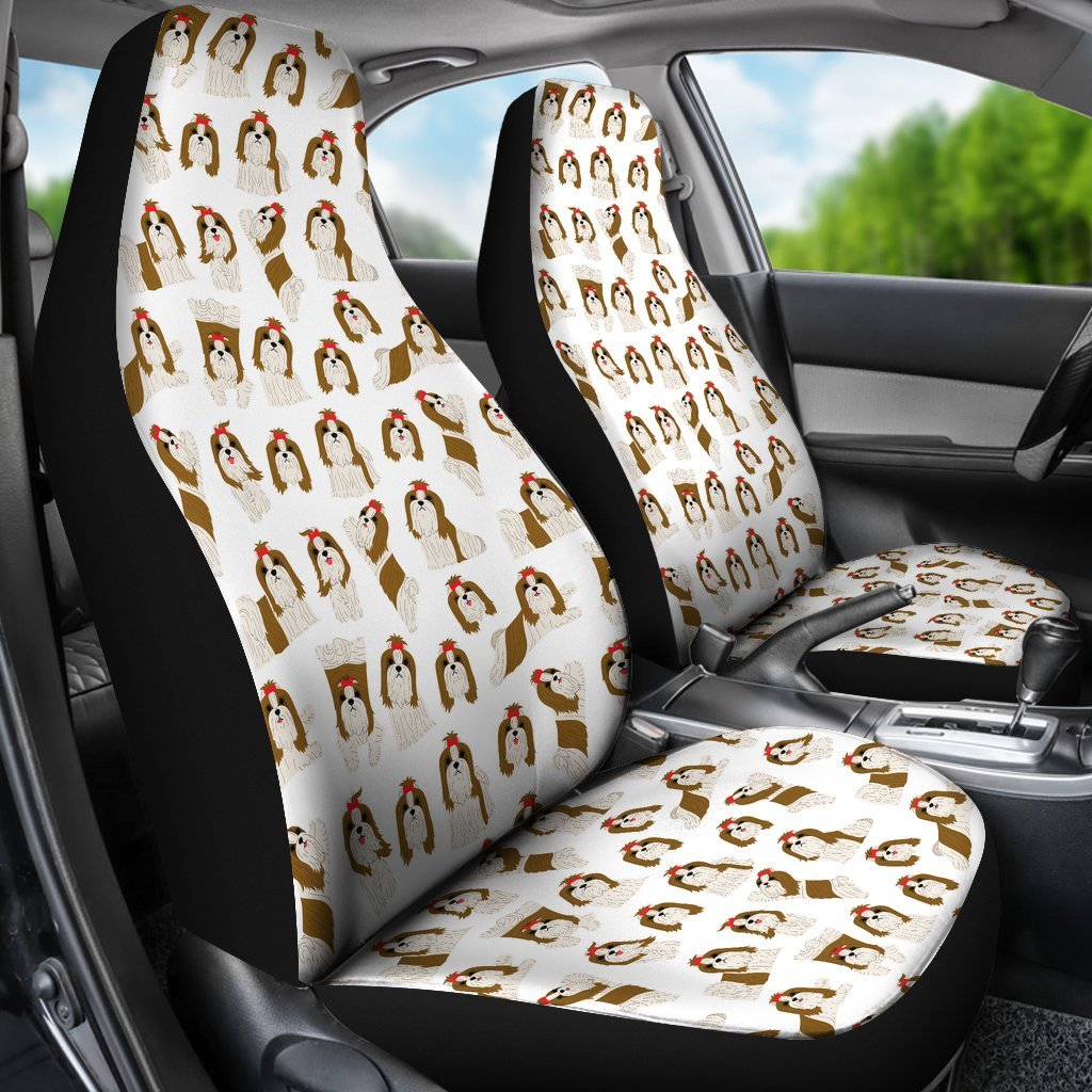 Dog Shih Tzu Pattern Print Universal Fit Car Seat Cover-grizzshop