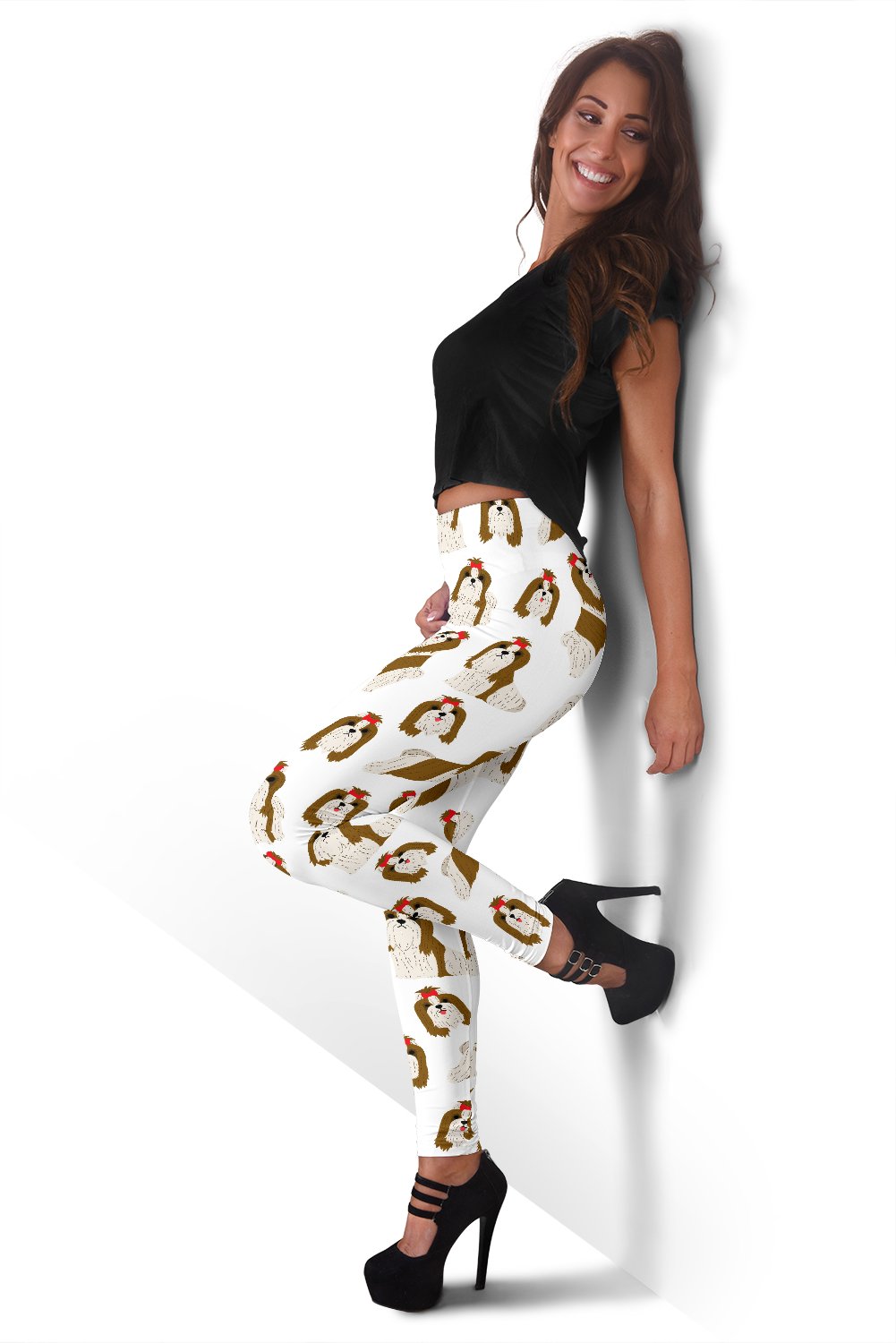 Dog Shih Tzu Print Pattern Women Leggings-grizzshop