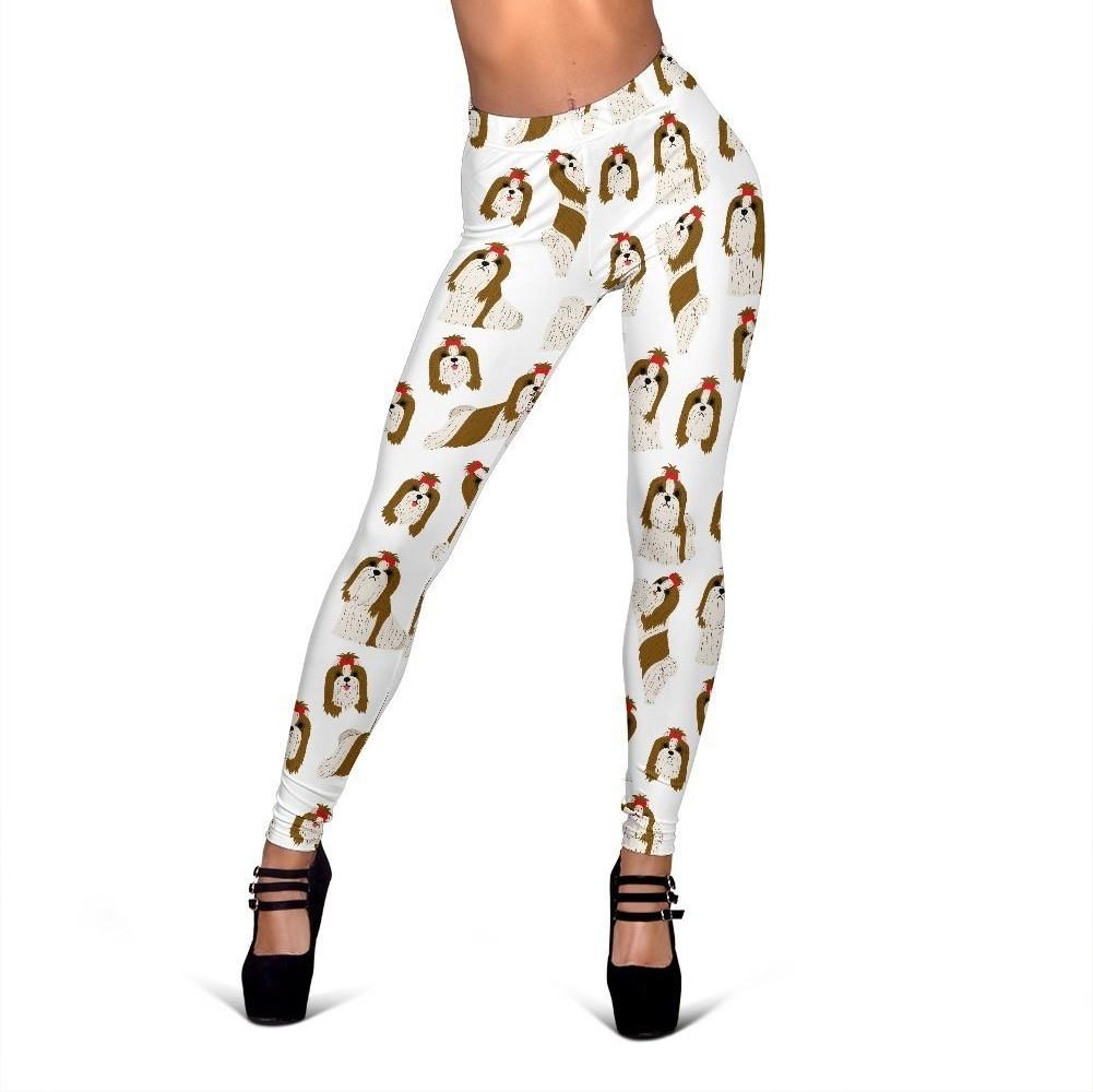 Dog Shih Tzu Print Pattern Women Leggings-grizzshop