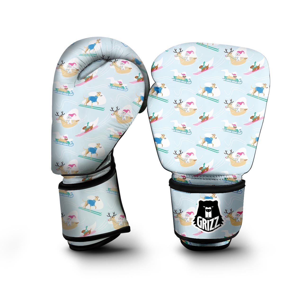 Dog Skiing Print Pattern Boxing Gloves-grizzshop