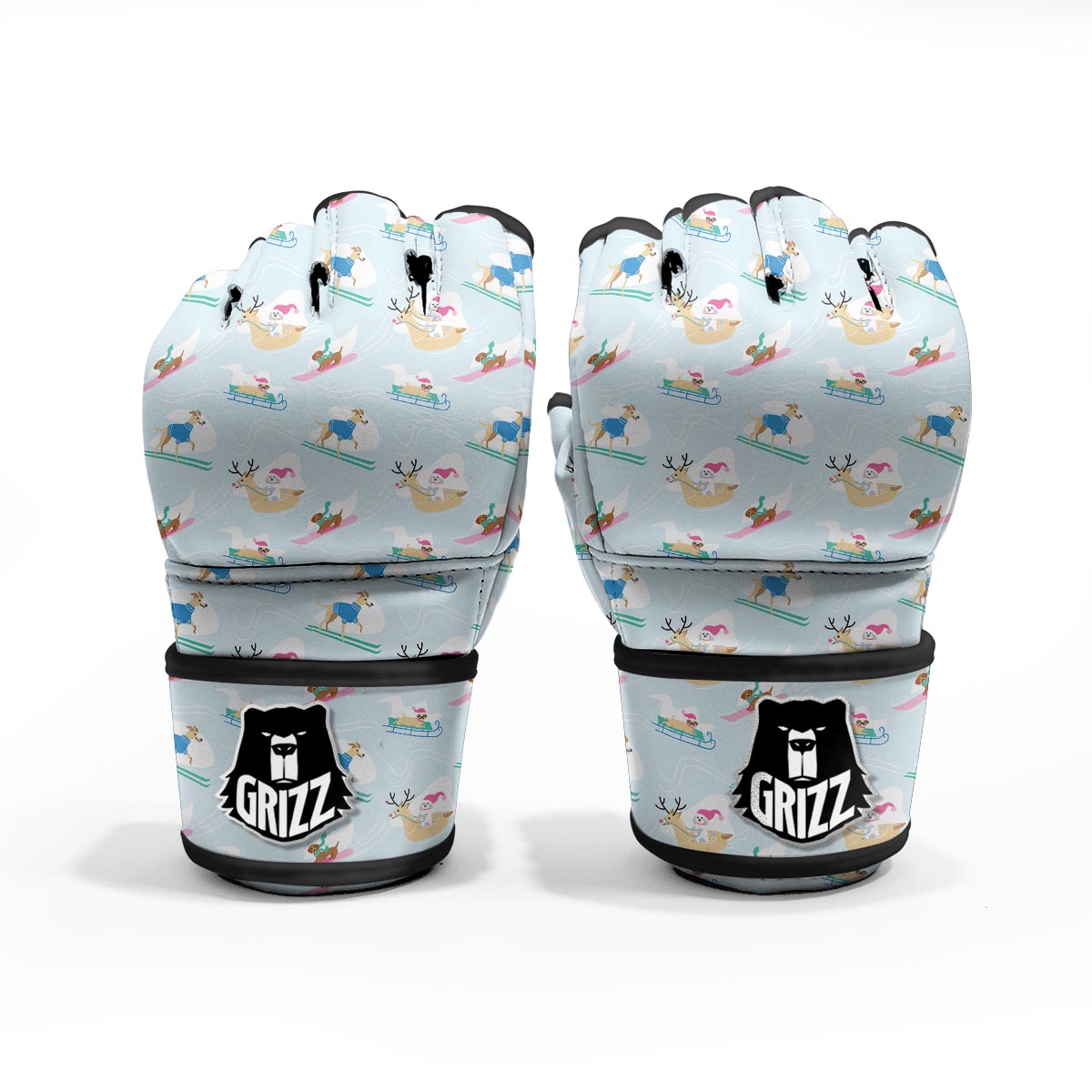 Dog Skiing Print Pattern MMA Gloves-grizzshop