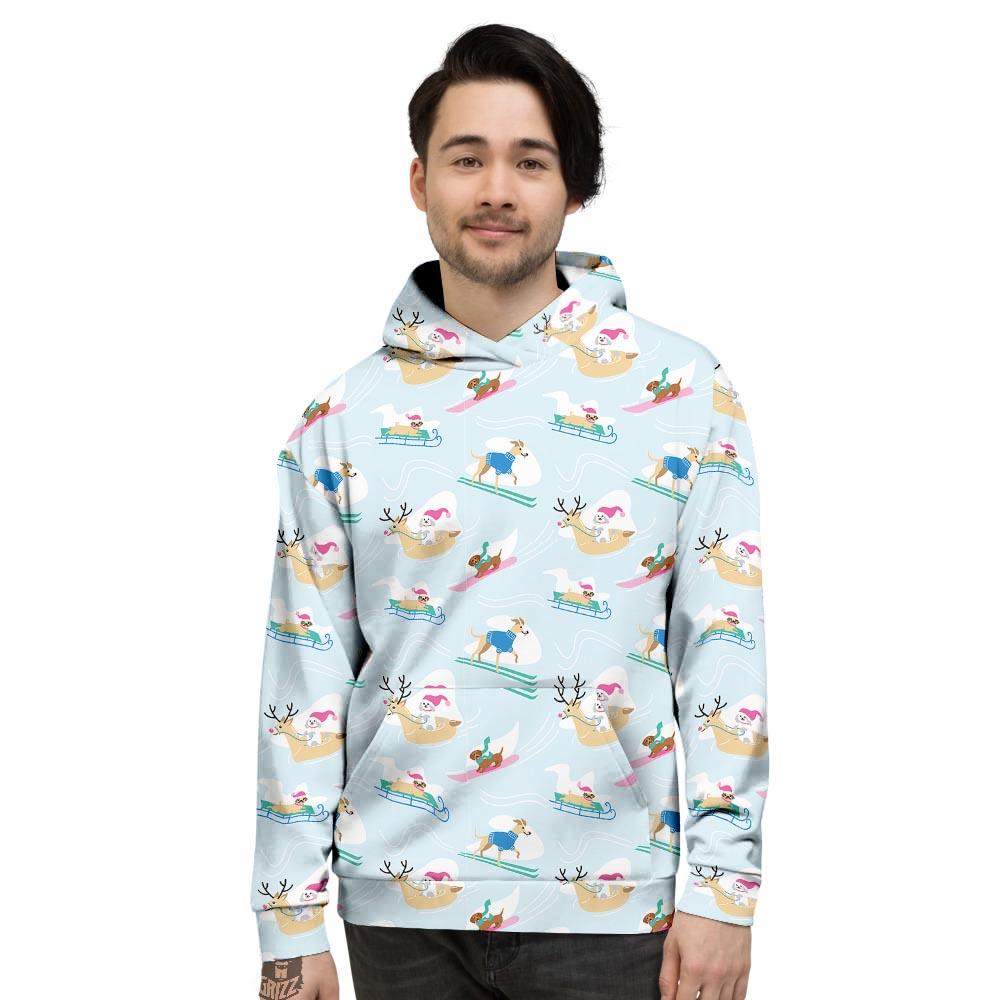 Dog Skiing Print Pattern Men's Hoodie-grizzshop