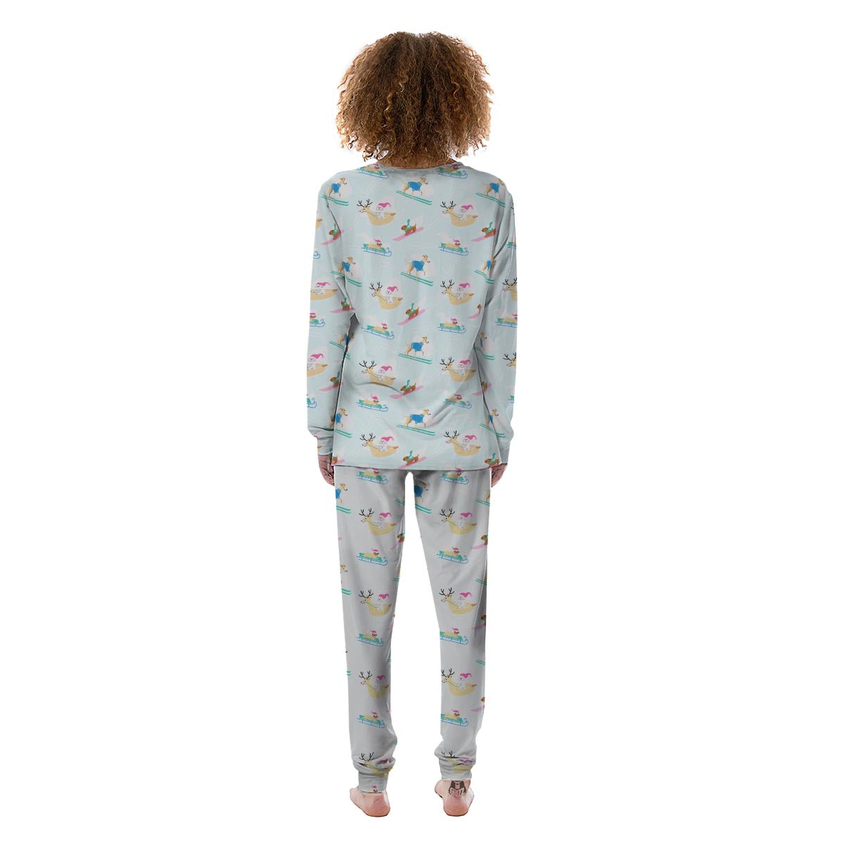Dog Skiing Print Pattern Women's Pajamas-grizzshop