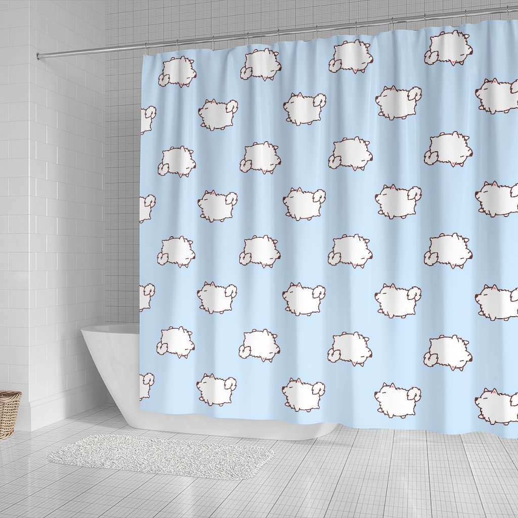 Dog Somoyed Pattern Print Bathroom Shower Curtain-grizzshop