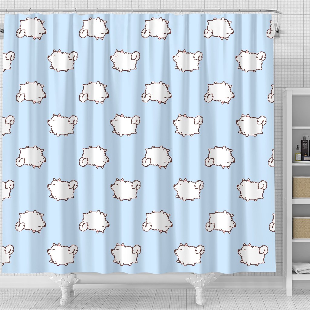 Dog Somoyed Pattern Print Bathroom Shower Curtain-grizzshop