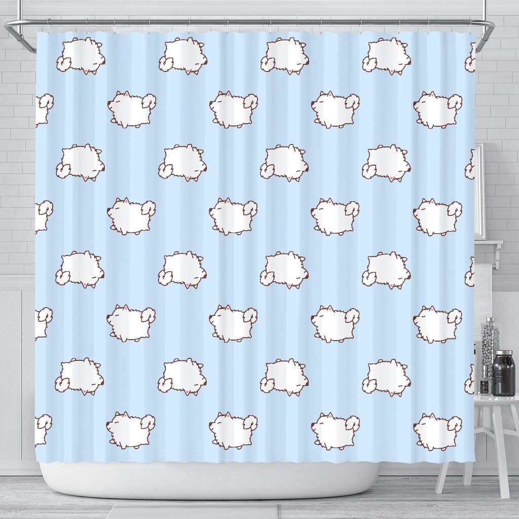 Dog Somoyed Pattern Print Bathroom Shower Curtain-grizzshop