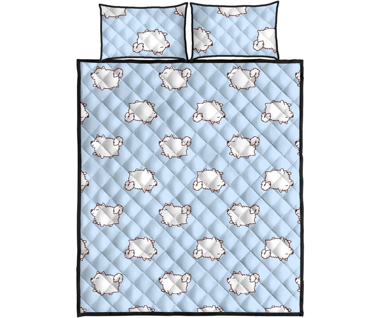 Dog Somoyed Pattern Print Bed Set Quilt-grizzshop