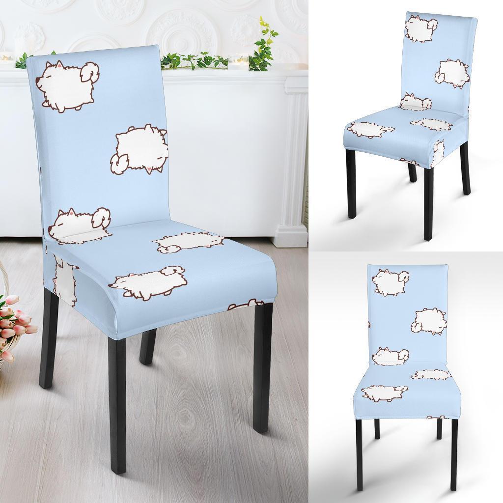 Dog Somoyed Pattern Print Chair Cover-grizzshop