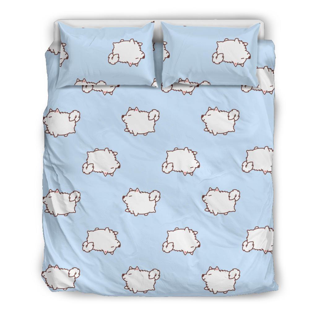 Dog Somoyed Pattern Print Duvet Cover Bedding Set-grizzshop