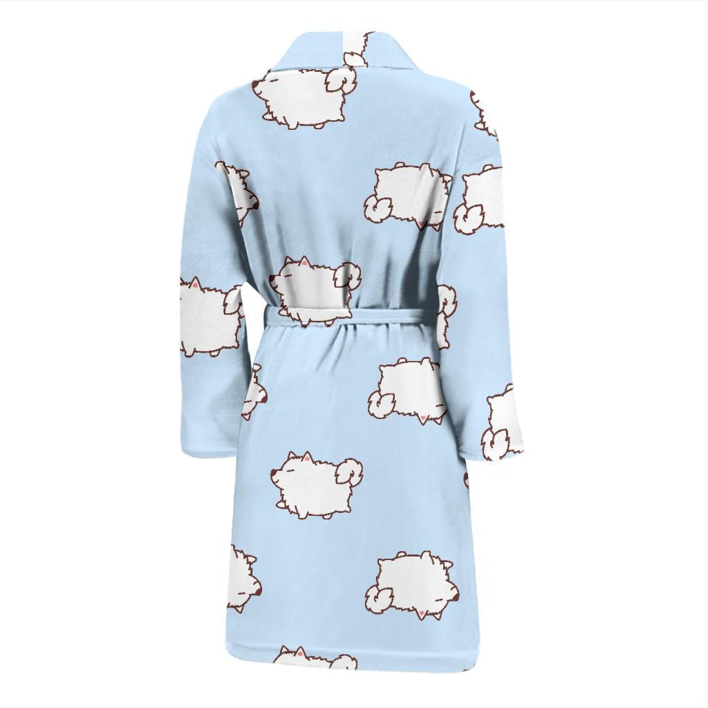 Dog Somoyed Pattern Print Men Long Robe-grizzshop