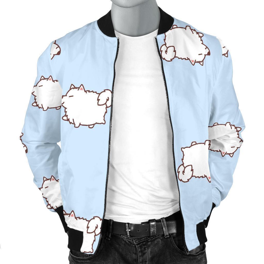 Dog Somoyed Pattern Print Men's Bomber Jacket-grizzshop