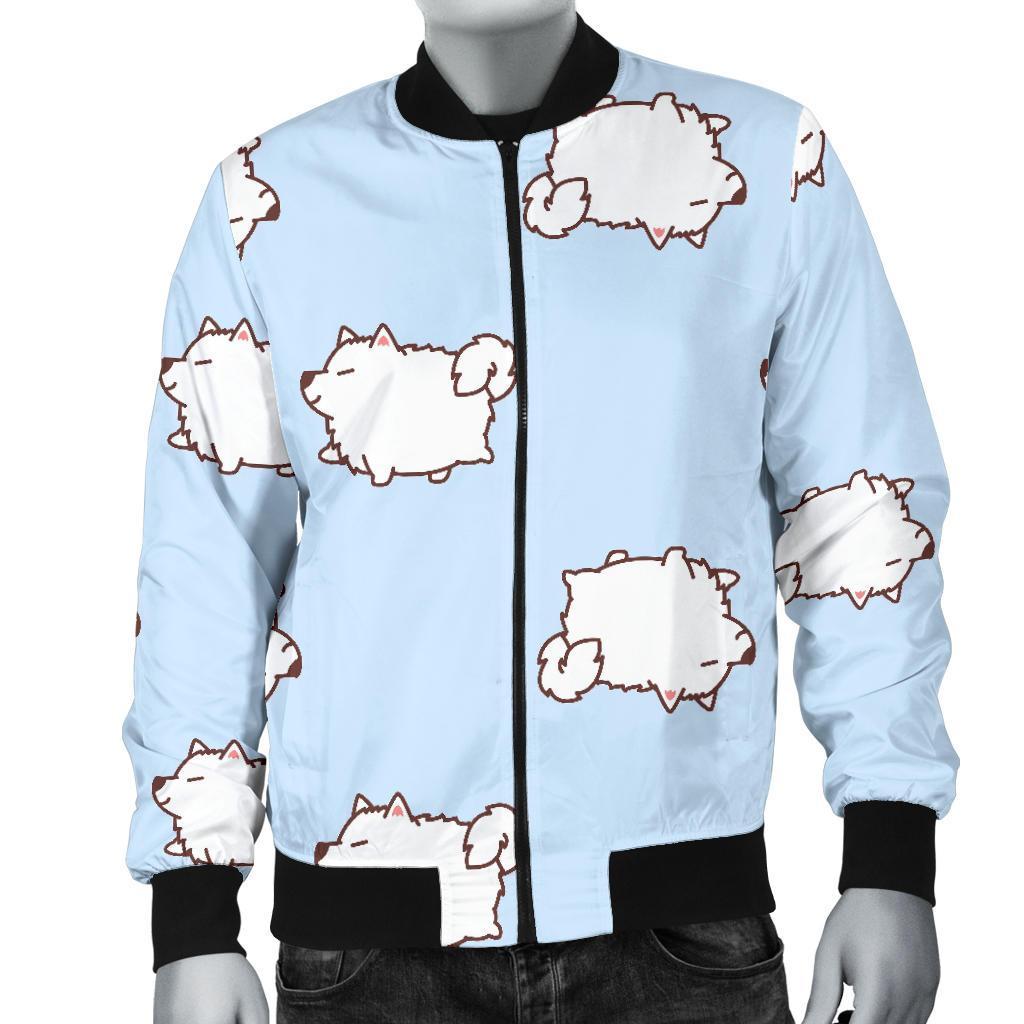 Dog Somoyed Pattern Print Men's Bomber Jacket-grizzshop