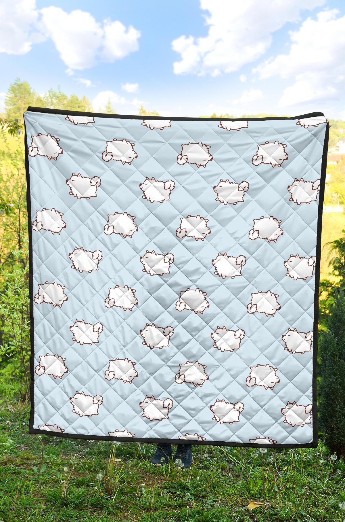 Dog Somoyed Pattern Print Quilt-grizzshop