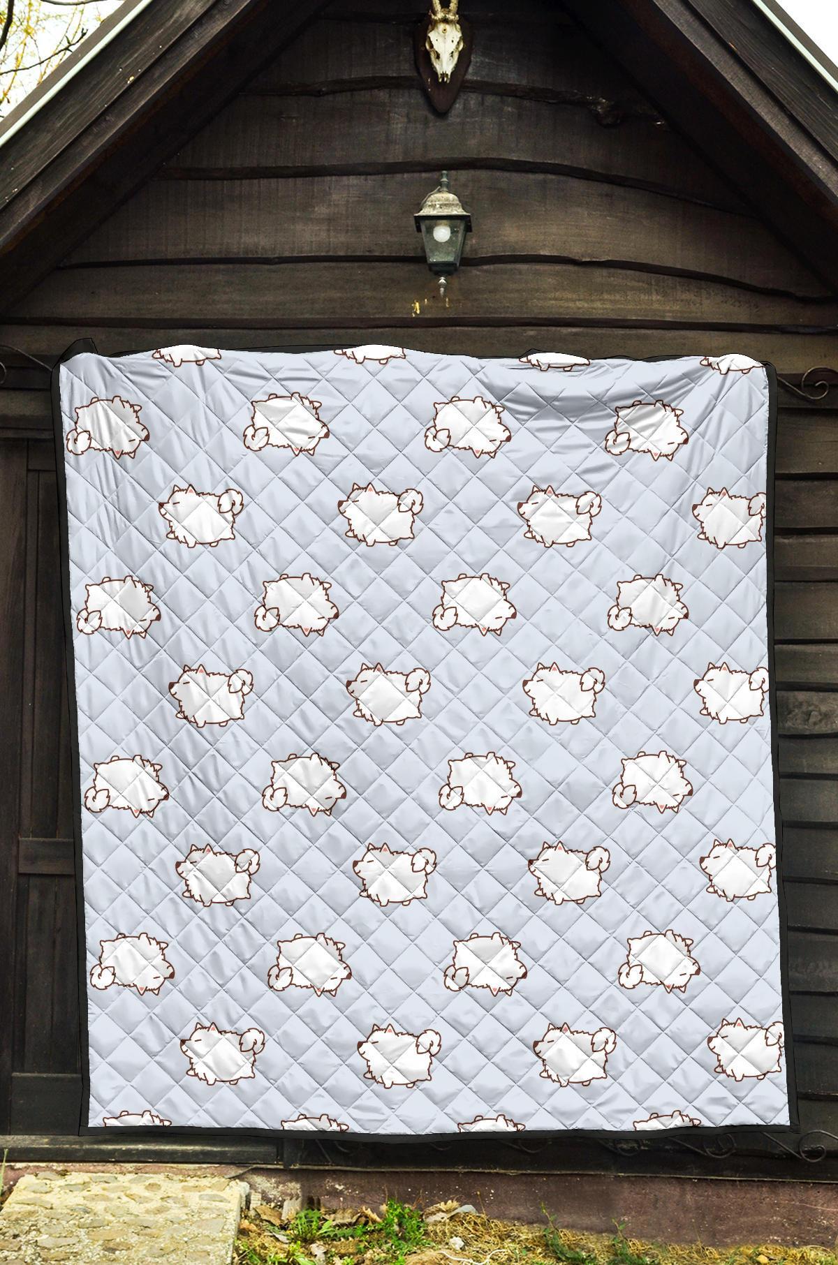 Dog Somoyed Pattern Print Quilt-grizzshop