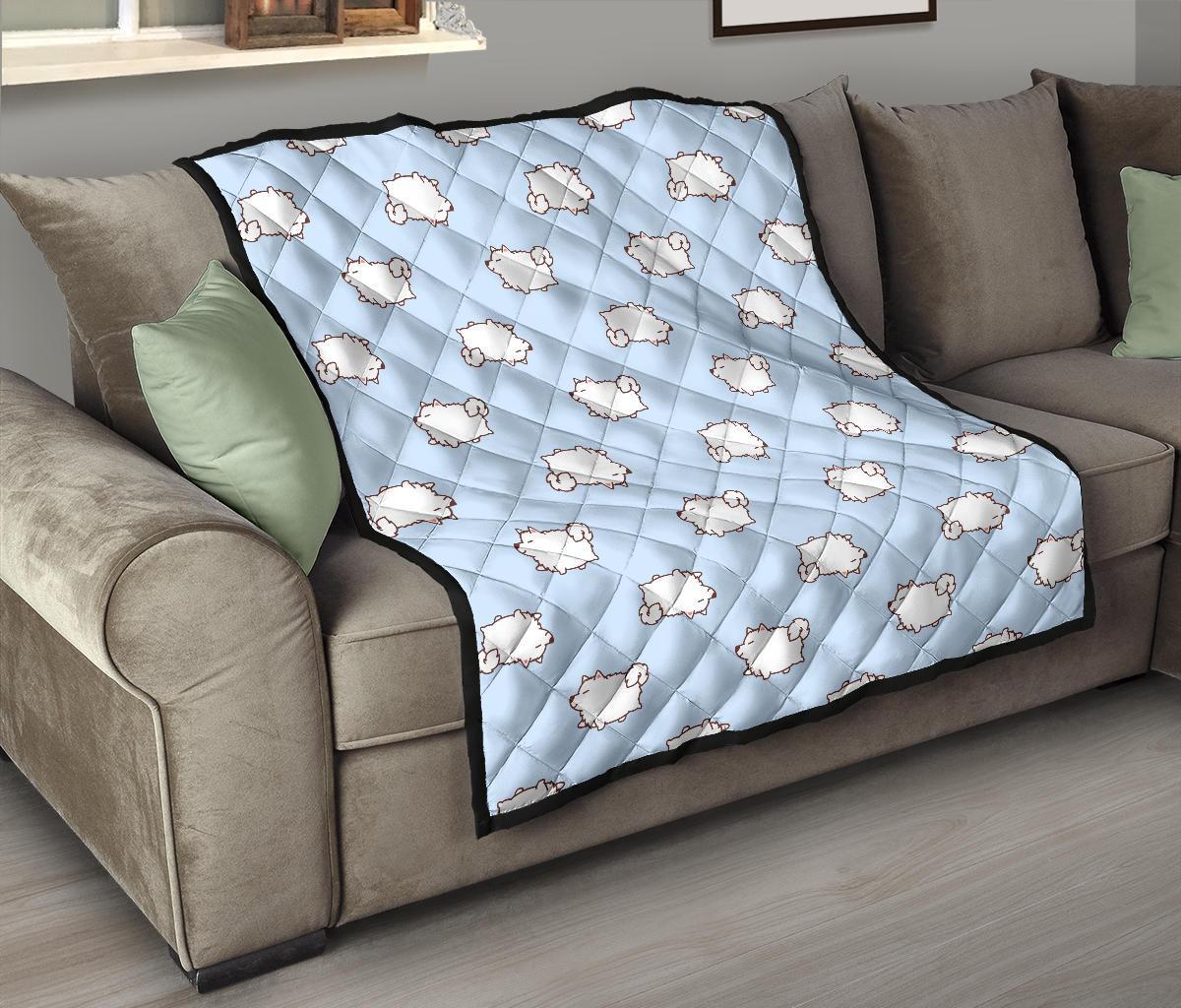 Dog Somoyed Pattern Print Quilt-grizzshop