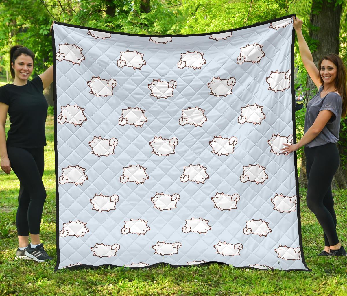 Dog Somoyed Pattern Print Quilt-grizzshop