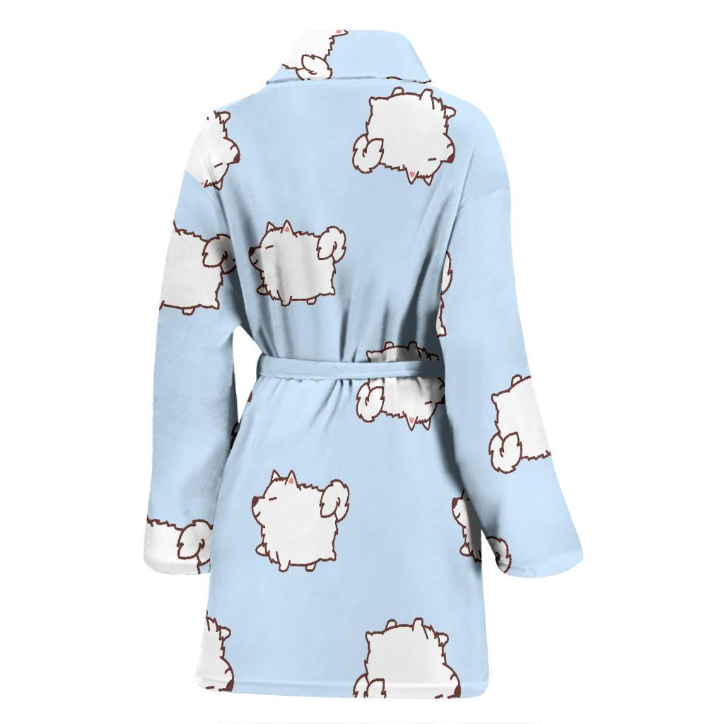 Dog Somoyed Pattern Print Women Long Robe-grizzshop