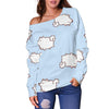 Dog Somoyed Pattern Print Women Off Shoulder Sweatshirt-grizzshop