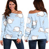 Dog Somoyed Pattern Print Women Off Shoulder Sweatshirt-grizzshop